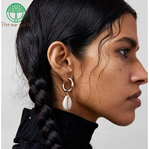 E230 Unique Irregular Shell Earrings For Women Statement ZA Geometric Drop Earrings Fashion Jewelry Party Gift Wholesale