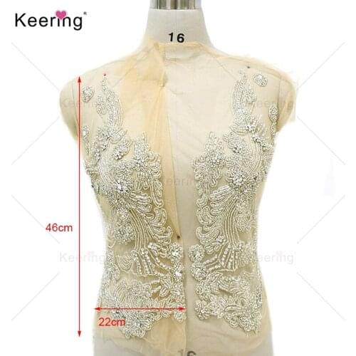 Elegant Silver Crystal Beading Rhinestone Applique Embroidery For Brides Dress WDP-077