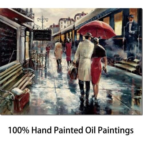 Canvas Art Paris Landscape Romantic Metropolitan Station City scene oil painting Brent Heighton Hand painted Wall decor Quality