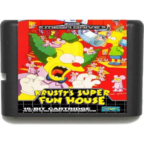 Krustys Super Funhouse 16 bit MD Game Card For Sega Mega Drive For Genesis
