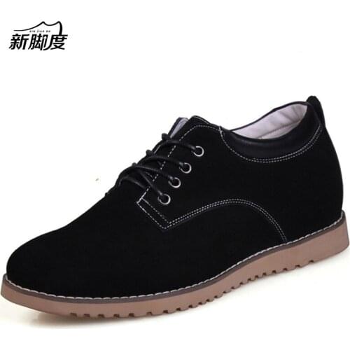 JC164 Casual Comfortable Cow Suede Leather Elevated Shoes with Hidden Insoles Height Increasing 5CM for Men