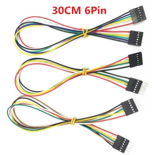 30cm 20Pcs/Lot 1ft 6Pin -6Pin Connector Female to Female Dupont Wire Cable Line 2.54mm AWG26 3D Printer Cable