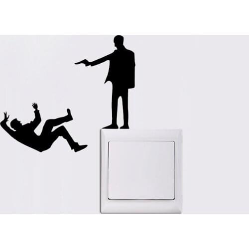 Cool Shooting Man Switch Sticker diy vinyl Home Decor Bedroom Wall Sticker cartoon silhouette#0614