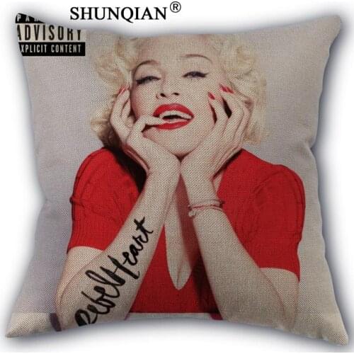 Madonna Pillow Cover Custom Cotton Linen Decorative Pillows Covers Case For Textiles Chair 45x45cm one side A1017