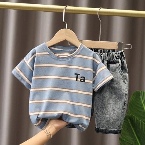 New Children Clothes Suit Sport Summer Baby Boys Strips T Shirt Shorts 2Pcs/Sets Kids Infant Fashion Clothes Toddler Sportswear