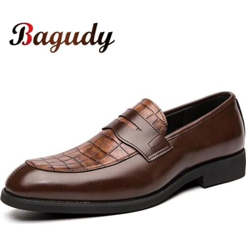 New Men Leather Loafers Fashion Party Dress Shoes Business Leisure Man Shoes Retro Comfortable Mens Oxford Wedding Dress Shoes