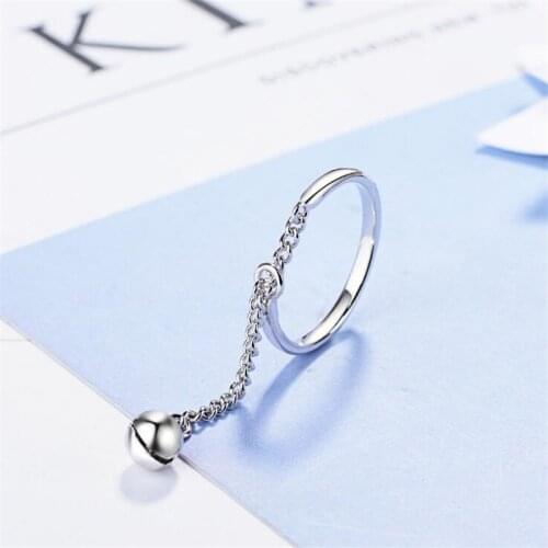 New Fashion Simple Creative Hollow Bells 925 Sterling Silver Jewelry Wild Long Tassel Personality Women Gift Opening Rings SR641
