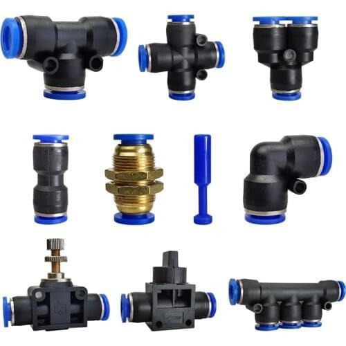 1Pcs PU/PV/PE/PY/HVFF/PZA/PK/LSA/PP/PM Series Pipe Gas Connector Thrust 4 To 12 Mm Plastic Hose Quick Pneumatic Fitting