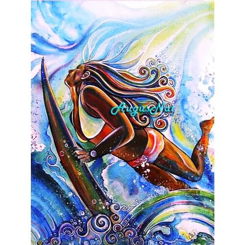 Surfing girl oil painting by numbers swim diamond painting full square 5d diy wall art decor sport diamond dotz mosaic pictures