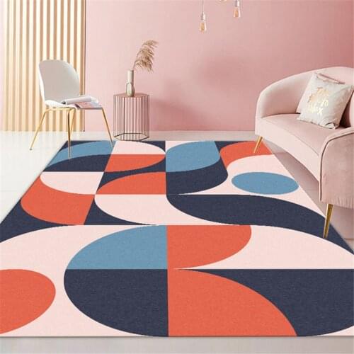 Blue Orange Pink Geometric Carpet Nordic Modern Coffee Table Mat Large Bedroom Carpet For Girl Floor Covering Hallway Comfort
