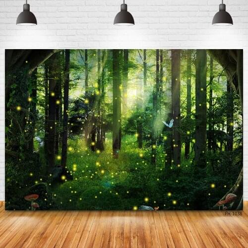 Dreamy Forest Glitter Light Butterfly Jungle Photophone Backgrounds Baby Shower Newborn Photography Backdrops Photo Studio Props