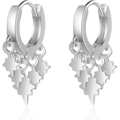 Utimtree Simple Trendy Star Tassel Hoop Earrings For Women 925 sterling silver Earring Jewelry Gifts oorbellen pendientes