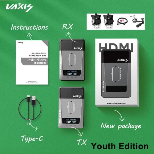 Vaxis ATOM 500 Dual HDMI Cable - Compatible Basic Kit Wireless Transmitter Receiver 1080P HD Image Video Transmission for Camera
