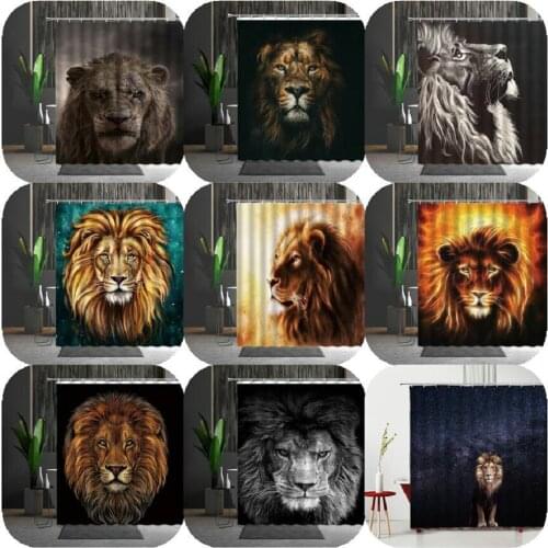 Animals Shower Curtains Waterproof Wild African Male Lion Home Bathroom Partition Bathtub Decoration Bath Curtains Multiple Size