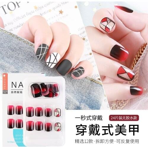 1 PCS New Geometric Series Fake Nails Finished Nail Art Patch Fake Nail Wearing Nail Art Nail Patch Color Nail Patch