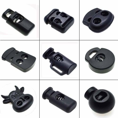 10pcs/pack Cord Lock Toggle Stopper Plastic Cord Buckle toggle clip Garments / Backpack Accessories Black