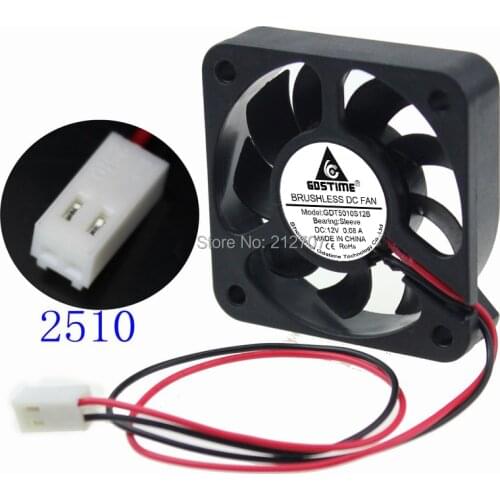10 Pieces/lot Gdsimt 50mm*50mm*12mm 5010 50mm 2Pin-2510 Connector 9 Blades 12V DC Fan