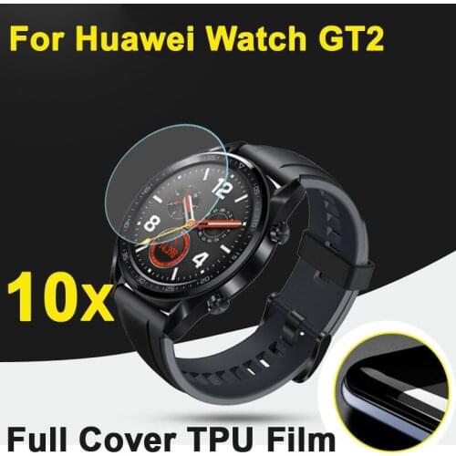 10pcs/lot Full Cover Soft TPU Anti-scratch Protective Films For Huawei Watch GT GT2 42MM 46MM Sport SmartWatch Screen Protectors