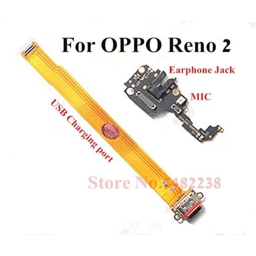 100% Original USB Charging port Dock Flex cable For OPPO Reno 2 USB Charger plug Microphone Board with Earphone Jack Connector