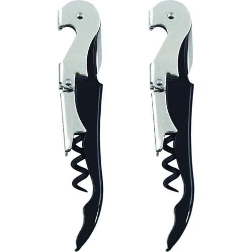 2 PCS Stainless Steel Wine Bottle Cap Opener Corkscrew With Plastic Handle Bar Wine Accessories