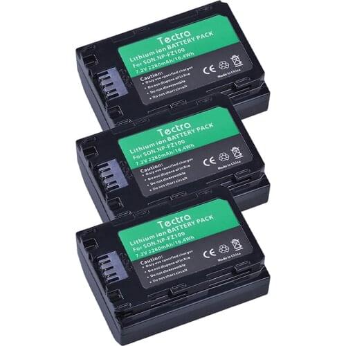3PCS 2280mAh NP-FZ100 NPFZ100 NP FZ100 Camera Digital Battery for Sony NP-FZ100, BC-QZ1, Sony a9, a7R III, a7 III, ILCE-9