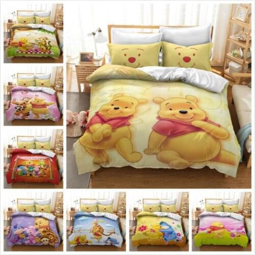 3D 2/3 Piece Suit Disney Series Cartoon Winnie The Pooh Quilt Cover Comforter Bedding Sets Duvet Cover Home Bedroom Set Gifts