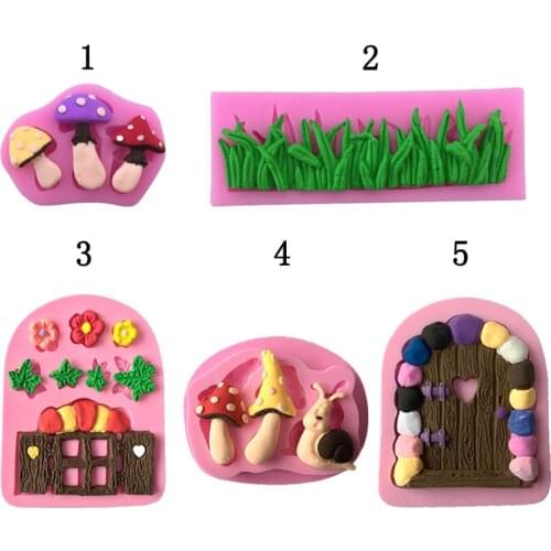 3D House Silicone Molds Flower Leaf Lovely Snail Mushrooms Fondant Chocolate Candy Mold Cake Decorating Baking Tools