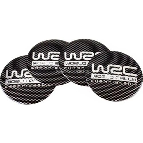 4 x Carbon Fiber WRC World Rally Championship 3D Metal Aluminium Alloy Wheel Center Cap Stickers Wheel Hub Cap Decals Emblems