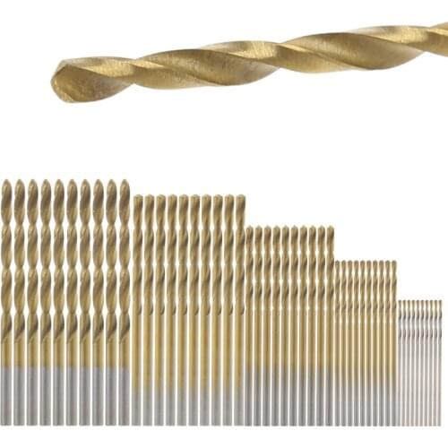 50Pcs High Speed Steel Plating Titanium Coated Metal Drill And Drive Bit Tool Set 1/1.5/2/2.5/3mm H02
