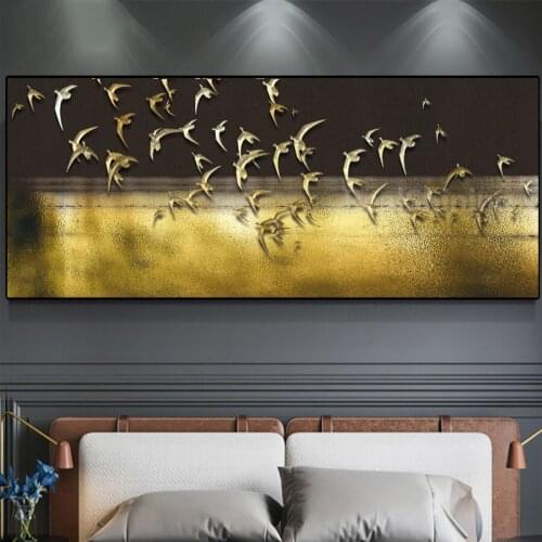 5D DIY Diamond Paintings Gold Birds Digital Paintings Diamond Embroidered Cross Stitch Kit Inlaid Diamond Mural Nordic Art N943