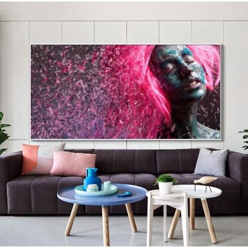 Abstract Red Hair Make-up Women Posters and Prints Wall Art Canvas Painting Pictures on the Wall Art Home Decoration No Frame