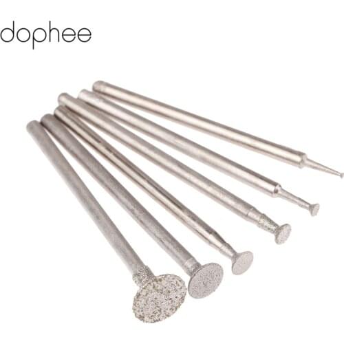 Dophee 6PCS 2.35mm Diamond Grinding Head Jade Pound Mound Carving Word Jade Tools Needle Agate Engraving Tool C2 1/2/3/4/6/8MM