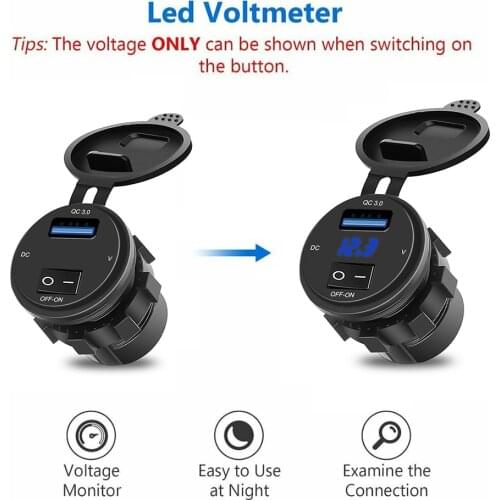 Quick Charge 3.0 USB Car Charger 12V-24V Cigarette Lighter Socket Splitter with Switch Led Display Power Adapter Car Usb Socket