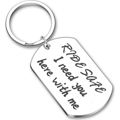 Ride Safe Keychain Biker Motorcycle Gifts for Him Boyfriend Husband Dad I Need You Gifts Key Ring Gifts for New Driver Biker
