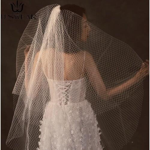 High Quality Retro 2 Layer Big Mesh Veil Bridal Veil Bride Velo De Novia Wedding Accessorie Bridal Veils Ivory Veil Two-layer