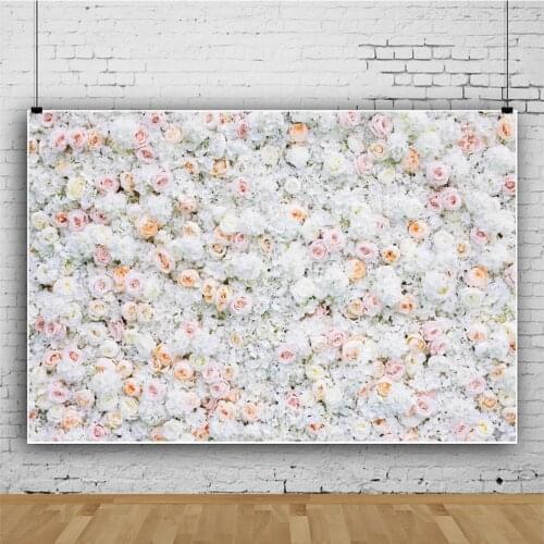 Pure White Roses Flower Wall Backdrops Photocall Background Decorations for Wedding Photo Portrait Photography Props