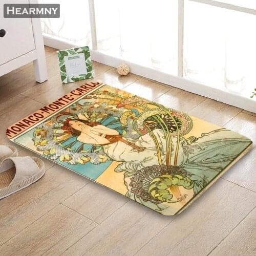 HEARMNY New Arrival Doormat Alphonse Mucha t Home Mat Machine Made Anti Slip Carpet Living Room/Hallway Bath Mat For Kids Gift