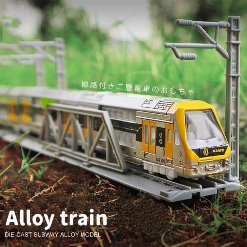 1:87 Scale Alloy Rail Train Toys Simulation Double Decker Model Magnetic High Speed Railway Motor Car Subway Light Children Gift