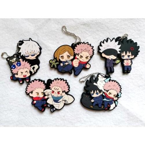 Jujutsu Kaisen Fushiguro Megumi Gojo Satoru Toge Original Japanese anime figure Rubber Mobile Phone Charms Keychain Strap Keyrin