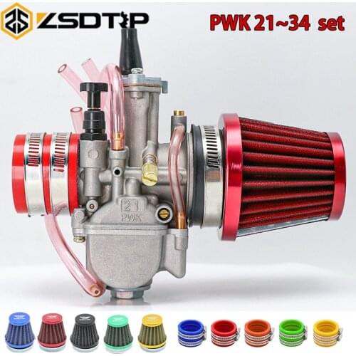 ZSDTRP Motorcycle PWK Carburetor With Air Filter Adapter 21 24 26 28 30 32 34mm for ATV Dirt Bike GO KART