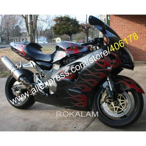 ZX-12R 00 01 ZX 12R 2000 2001 Cowl Set For Kawasaki Ninja ZX12R Red Flame Street Bike Fairings (Injection Molding)