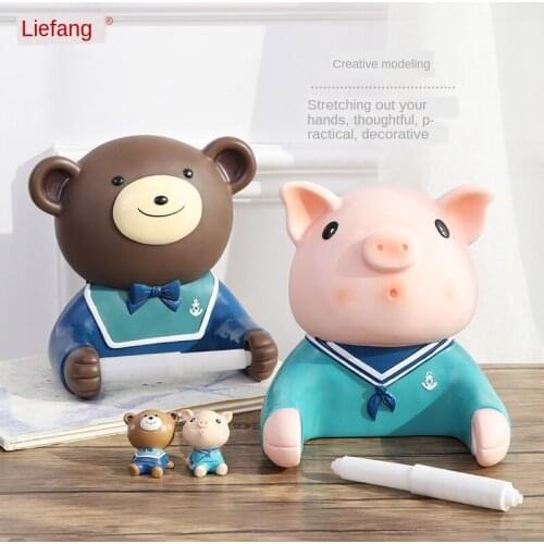 Cartoon animal toilet tissue box free of perforated vinyl roll paper toilet sanitary carton wall-mounted owel room rack CL52510