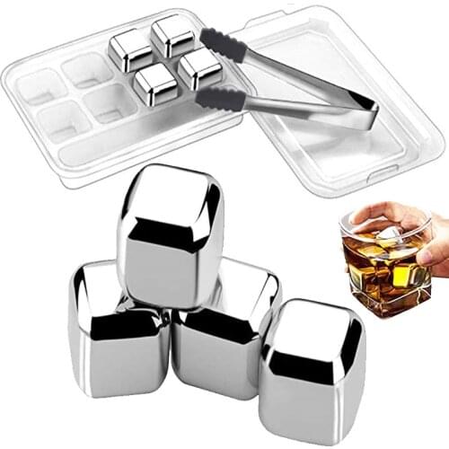 Stainless Steel Whiskey Stones Ice Cubes Golden Silver Reusable Chilling Rocks Whisky Champagne Beer Beverage Vodka Juice Cooler
