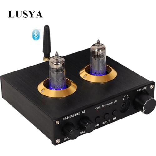 LUSYA Desktop HIFI 6K4 Tube Bile Preamp Bluetooth 5.0 Power Amplifier U disk Lossless Decoding Playback