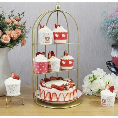 Metal Dessert Cake Tray Display Stand Wrought Iron Bird Cage Cake Stand Multi-layer Jewelry Stand Wedding Home Decoration