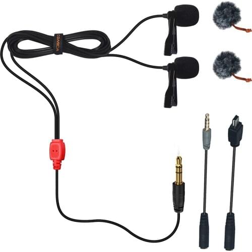 CoMica CVM-D02 Microphone 2.5M 4.5m 6.0m Lavalier Condenser Microphone Mic for DSLR Camera Phone Gopro Studio Microphone