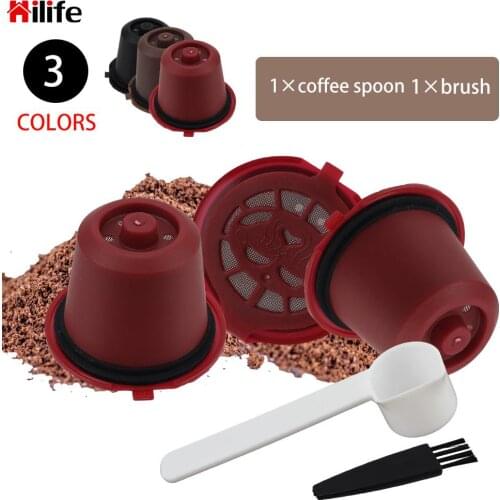 Coffee Capsules Cup Reusable For Nespresso Coffee Filter With Spoon Brush Coffeeware