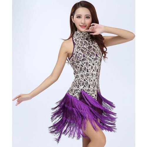 Fashion Sexy Sequin Tassel Latin Costumes Stage Competition Ballroom Dance Dress Flapper Tassel Fringe Dancing Performance Skirt