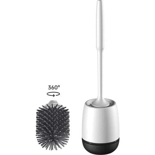Toilet Brush and Holder Set Silicone Bathroom Toilet Bowl Brush Set No Scratch Soft Toilet Cleaner Brush