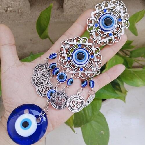 Wall Mounted Decoration Turkish Blue Evil Eye Round Water Drop Protection Luckness Hamsa Hand Elephant Amulet Gift Home Decor